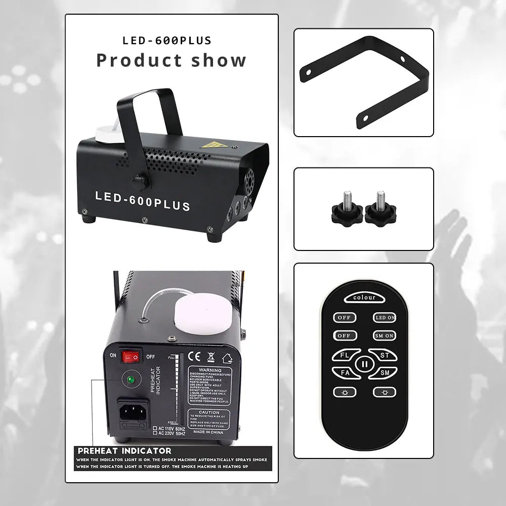 Disco Party automatic fog machine LED-600PLUS  wedding club fogger DJ remote smoke device